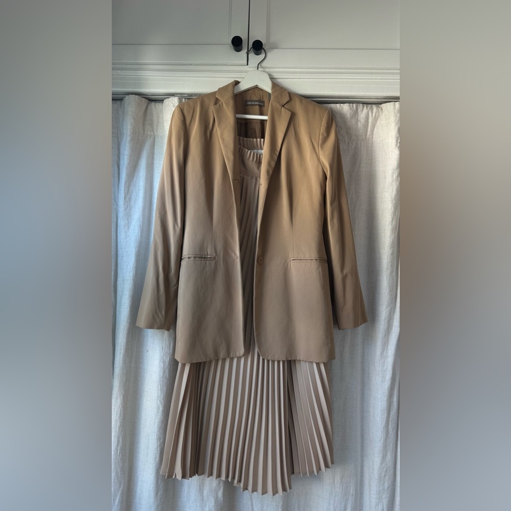 BABATON pleated midi skirt + jacket for free;